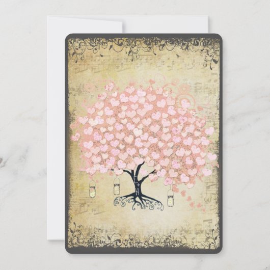 Invitation Renaissance Médiéval Pink Heart Mariage (Dos)