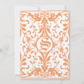Invitation Renaissance médiévale Coral Damask Grey Mariage (Dos)