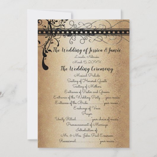 Invitation Renaissance médiévale Gold & Black Wedding Program (Devant)