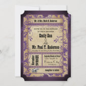 Invitation Renaissance Médiévale Ticket Mariage Violet (Devant)