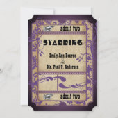 Invitation Renaissance Médiévale Ticket Mariage Violet (Dos)