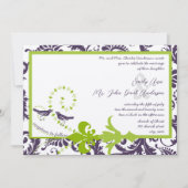 Invitation Renaissance médiévale Vert pourpre Floral Damas (Devant)