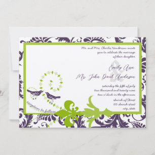 Invitation Renaissance médiévale Vert pourpre Floral Damas