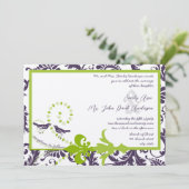 Invitation Renaissance médiévale Vert pourpre Floral Damas (Debout devant)