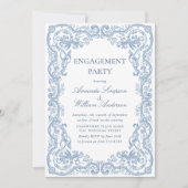 Invitation Renaissance Ornate Dusty Blue ENGAGEMENT PARTI (Devant)