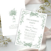Invitation Renaissance Ornate Sage Green ENGAGEMENT PARTI