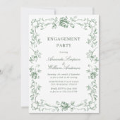 Invitation Renaissance Ornate Sage Green ENGAGEMENT PARTI (Devant)