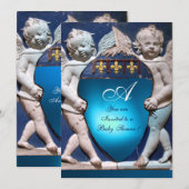 INVITATION RENAISSANCE PETITS ANGES SAPHIR BLEU MONOGRAMME (Devant / Derrière)
