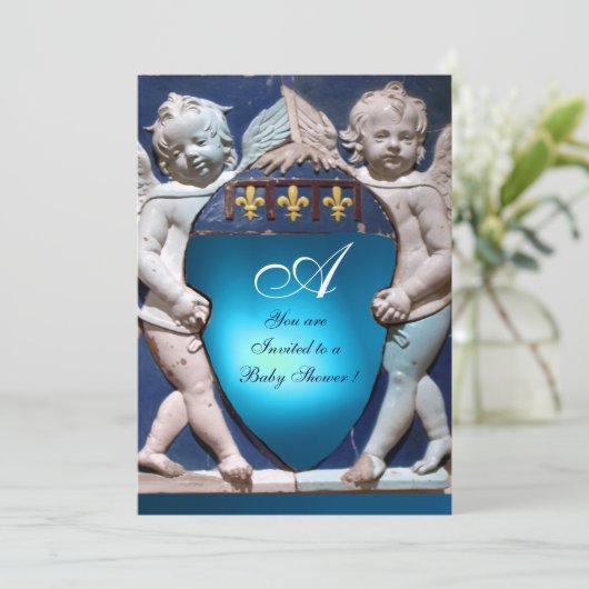INVITATION RENAISSANCE PETITS ANGES SAPHIR MONOGRAMME (Debout devant)
