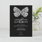 Invitation Renaissance Regency Ornate Bow Black AIO Mariage (Debout devant)