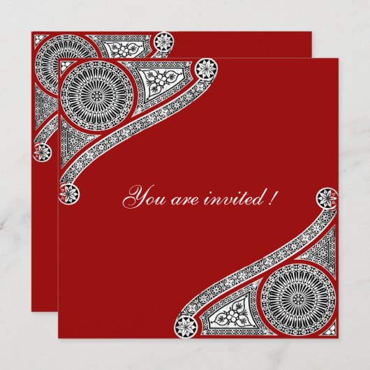 Invitation RENAISSANCE ,rouge (Devant / Derrière)