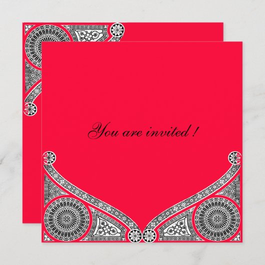 Invitation RENAISSANCE ,rouge (Devant / Derrière)