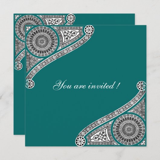 Invitation RENAISSANCE ,vert bleu (Devant / Derrière)