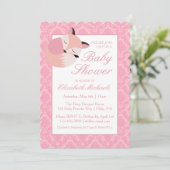 Invitation Renard Baby shower rose (Debout devant)