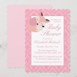 Invitation Renard Baby shower rose
