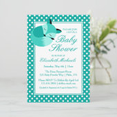 Invitation Renard Baby shower turquoise (Debout devant)