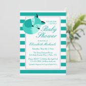Invitation Renard Baby shower turquoise (Debout devant)