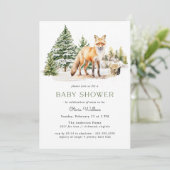 Invitation Renard boisé rustique | Baby shower forestier d'hi (Debout devant)