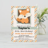 Invitation Renard boisé; Vert sage, Orange, Brown rayures (Debout devant)