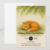 Invitation Renard couché sous les feuilles d'automne Annivers (Devant / Derrière)