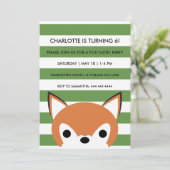 Invitation Renard curieux | Bandes vertes | Fête d'anniversai (Debout devant)