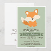 Invitation Renard de bébé, Baby shower de bois ou arrosage (Devant / Derrière)