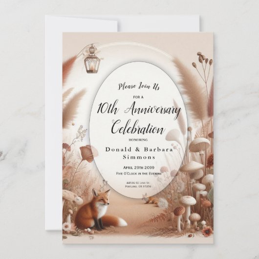 Invitation Renard de forêt d'automne enchanté (Devant)