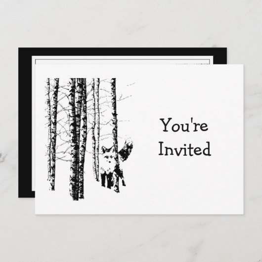 Invitation Renard de forêt mignon Art animalier Mariage Anniv (Devant / Derrière)