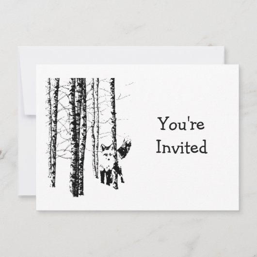 Invitation Renard de forêt mignon Art animalier Mariage Anniv (Devant)