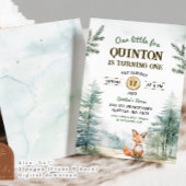 Invitation Renard de la forêt hivernale 1er anniversaire