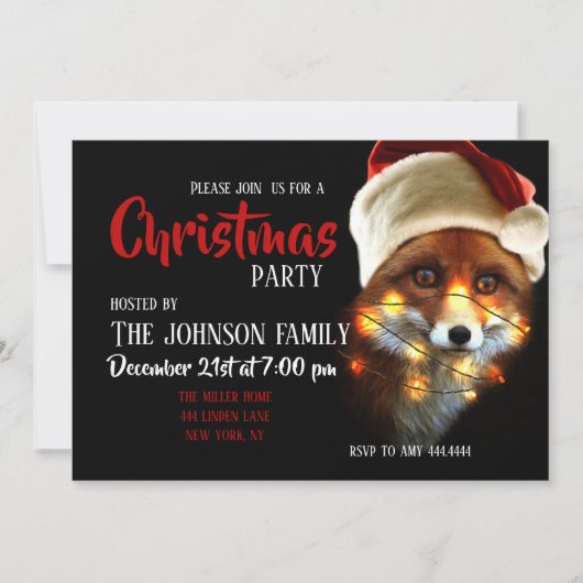 Invitation Renard de Noël. (Devant)