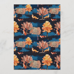 Invitation Renard de nuit automnal fantaisiste motif transpar