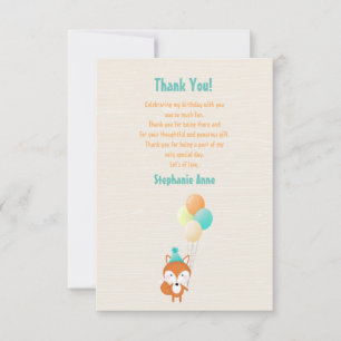 Invitation Renard des Bois avec Ballons