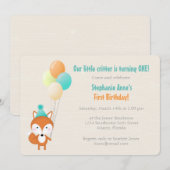Invitation Renard des Bois avec Ballons (Devant / Derrière)