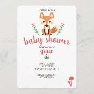 Invitation Renard des bois et Baby shower animal des forêts I
