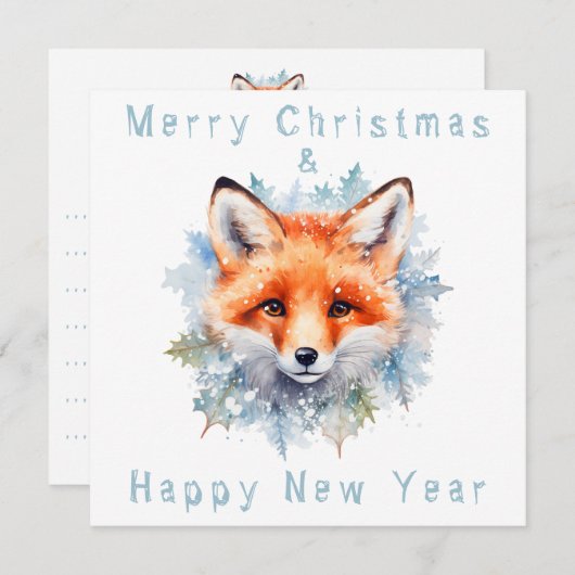 Invitation Renard des neiges et Noël (Devant / Derrière)
