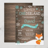 Invitation Renard d'hiver rustique d'Onederland (Devant / Derrière)