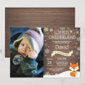 Invitation Renard d'hiver rustique d'Onederland (Devant / Derrière)