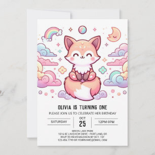 Invitation Renard enchanté simple 1er anniversaire
