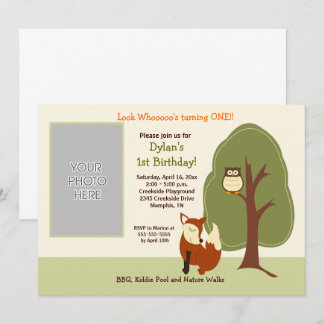Invitation Renard et Chouette des bois *PHOTO* Anniversaire 5
