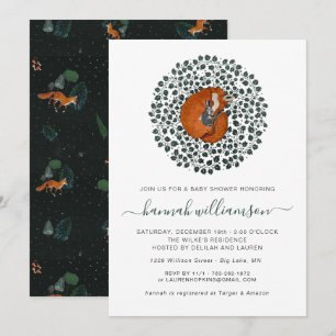 Invitation Renard et Lièvre des Bois   Baby Shower Forestier
