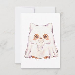 Invitation Renard fantôme mignon Halloween - Animaux dodus mi