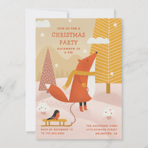 Invitation Renard mignon de la forêt Fête de Noël en forêt