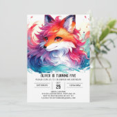 Invitation Renard moderne personnalisé Anniversaire (Debout devant)