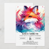 Invitation Renard moderne personnalisé Anniversaire (Devant / Derrière)