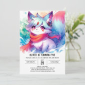 Invitation Renard numérique peint Anniversaire (Debout devant)