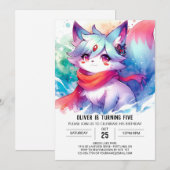 Invitation Renard numérique peint Anniversaire (Devant / Derrière)