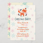 Invitation Renard Orange À Santa Hat Fête De Noël (Devant / Derrière)