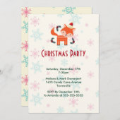 Invitation Renard Orange À Santa Hat Fête De Noël (Devant / Derrière)