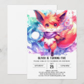 Invitation Renard peint Anniversaire (Devant / Derrière)